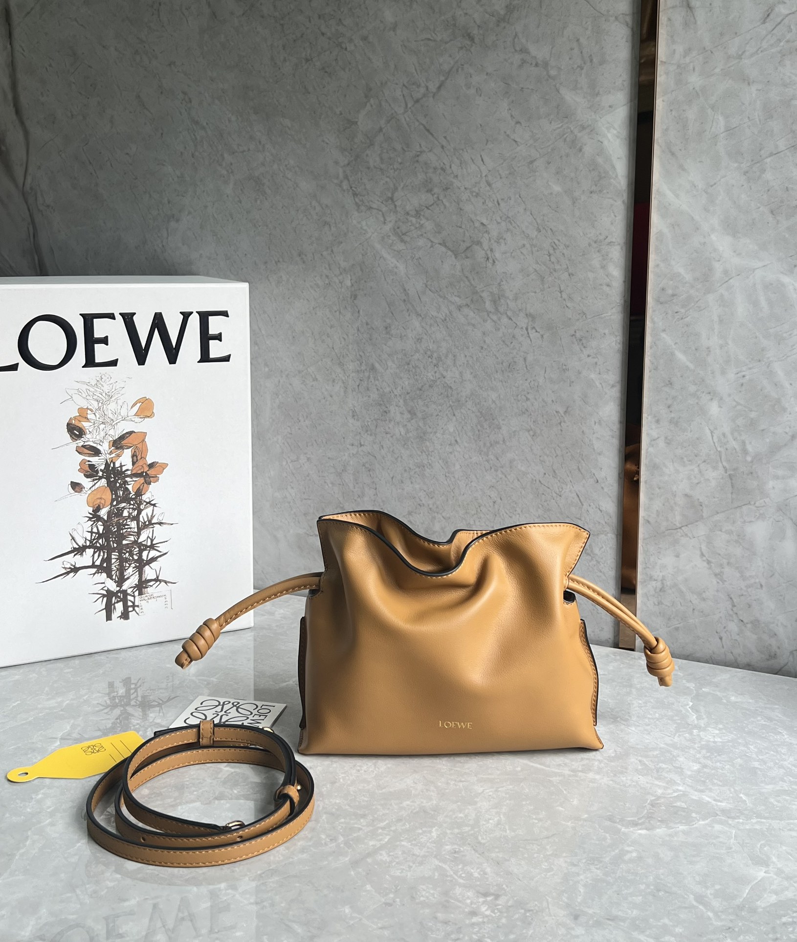 Loewe Mini Flamenco clutch in nappa calfskin Warm Desert